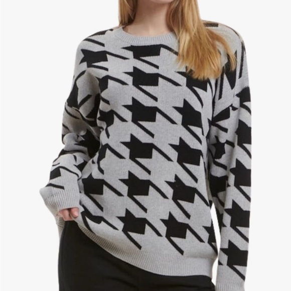 Splendid Other - Splendid Black and Gray Oversized Houndstooth Sweater